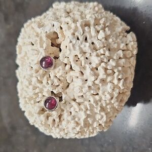 Garnet bezel stud earrings